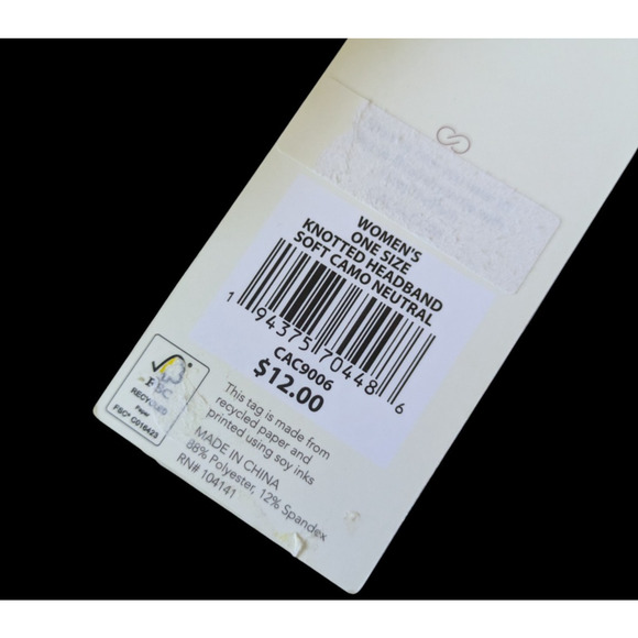 Calia Gray Soft Camo Neutral Printed Knotted Headband NEW Stretch - Picture 3 of 4